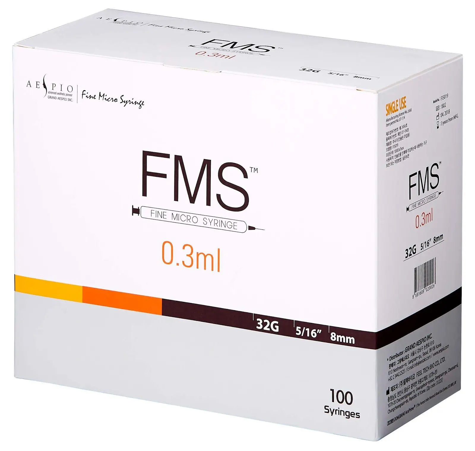 FMS needles – fine micro syringe 0.3ml 32g – box of 100