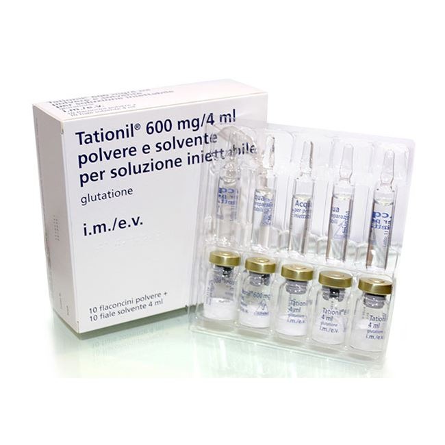 Tationil (Glutathione) 600mg/4ml 10 powder vials + 10 solvent vials 4ml